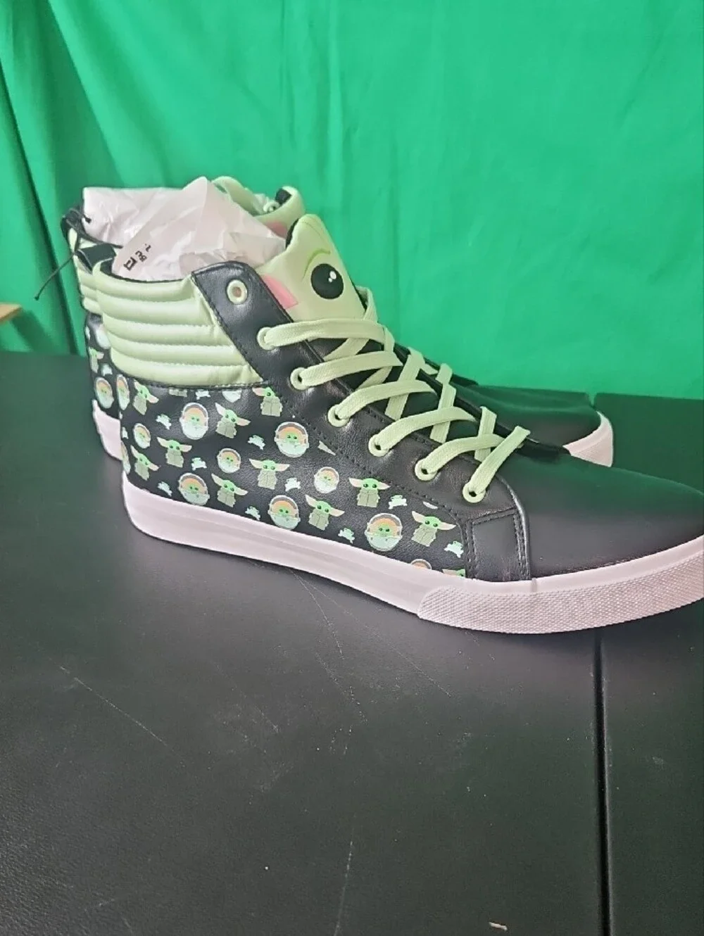 Star Wars Black Sneakers with Light Green Baby Yoda Print